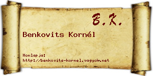 Benkovits Kornél névjegykártya
