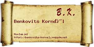 Benkovits Kornél névjegykártya