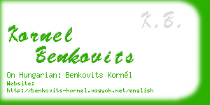 kornel benkovits business card